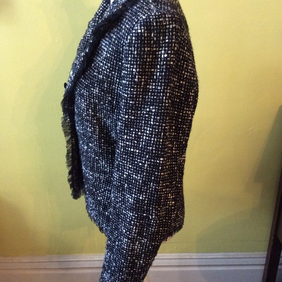 Karen Kane Great Black & Ivory Woven Jacket sz 8 - Picture 6 of 16
